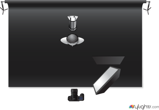 iluminacion a 45 con caja de luz y circulo de luz al fondo  by Guest User
